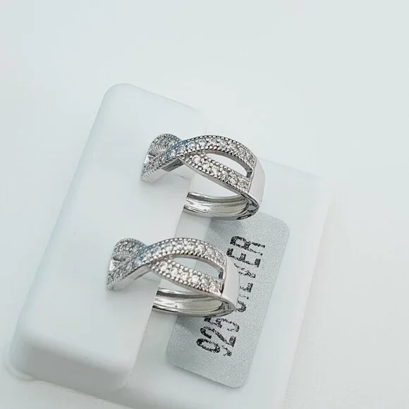 925 Sterling Silver Cubic Zirconia Earrings, UU1P6A6149